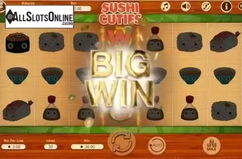 Big win screen. Sushi Cuties from Booming Games