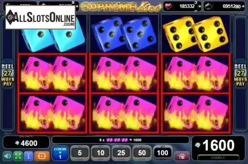 Win Screen . Supreme Dice from EGT