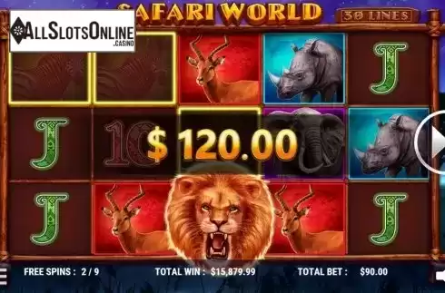 Win Screen. Safari World from Slot Factory