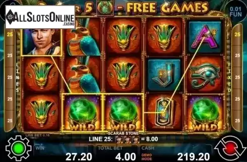 Win Screen 2. Scarab Stone from Casino Technology