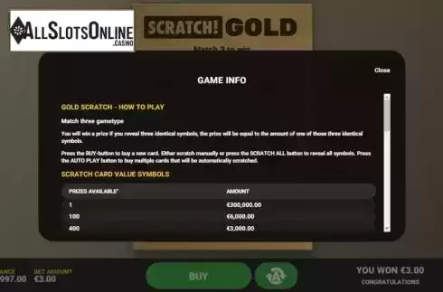 Info 1. Scratch Gold from Hacksaw Gaming