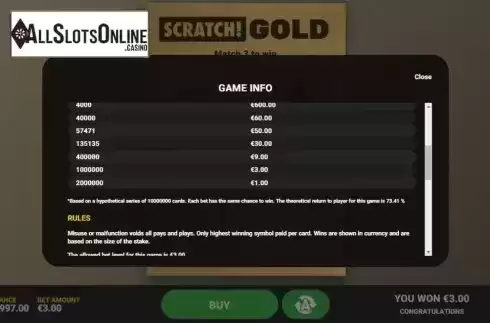 Info 2. Scratch Gold from Hacksaw Gaming