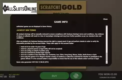 Info 4. Scratch Gold from Hacksaw Gaming