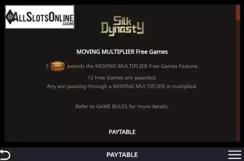 Paytable 1. Silk Dynasty from Dream Tech