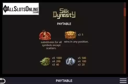 Paytable 2. Silk Dynasty from Dream Tech