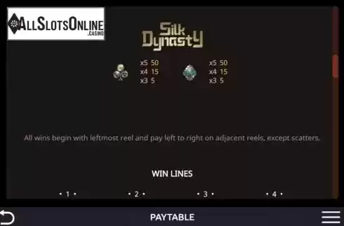 Paytable 4. Silk Dynasty from Dream Tech