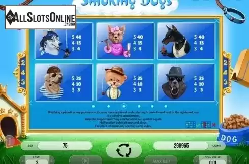 Paytable 3. Smoking Dogs from Fugaso