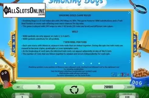 Paytable 4. Smoking Dogs from Fugaso