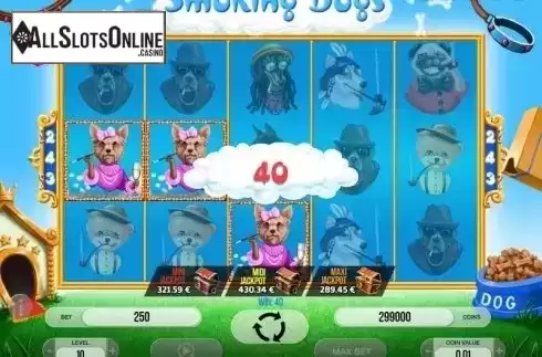 Win screen. Smoking Dogs from Fugaso