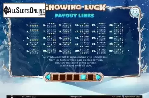 Paytable 5. Snowing Luck from Spinomenal