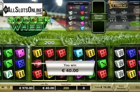 Win Screen. Soccer Wheel from Air Dice