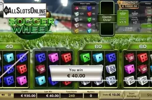 Win Screen 2. Soccer Wheel from Air Dice