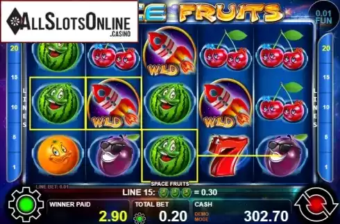 Win screen 1. Space Fruits from Casino Technology