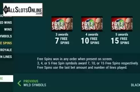 Features screen 1. Spin Fall 7s from Slot Factory