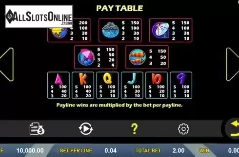 Paytable . Typhoon Cash from Aspect Gaming