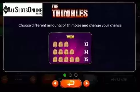 Rules screen. Thimble Dice from Onlyplay