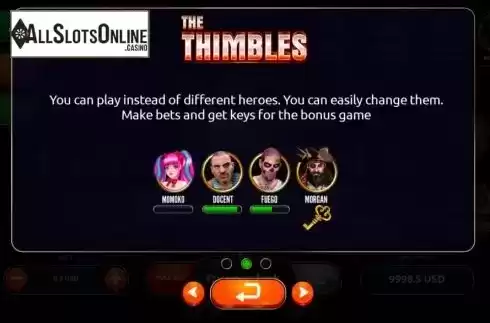 Game Heroes Screen. Thimble Dice from Onlyplay