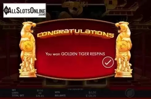 Golden Tiger Respins screen 3. Tiger Temple from Genesis