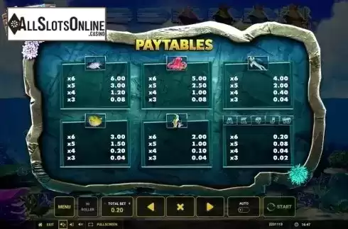 Paytable 1. Tidal Riches from Greentube