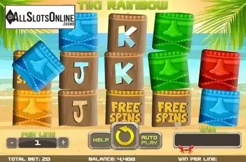 Free spins win screen. Tiki Rainbow from Spinomenal