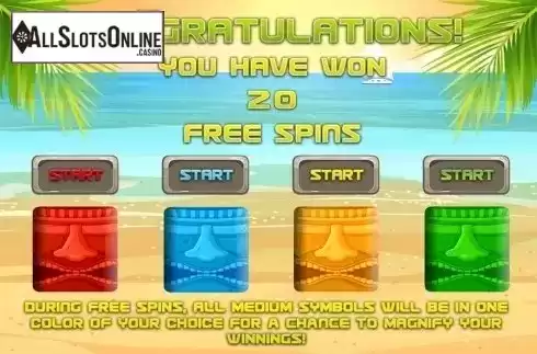 Free spins intro screen. Tiki Rainbow from Spinomenal