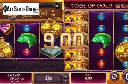 Free spins win screen. Tree of Gold from Kalamba Games