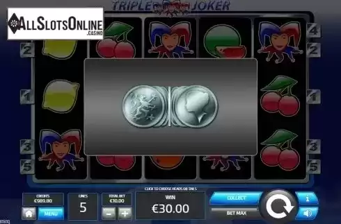Risk (Double up) game screen. Triple Joker (Tom Horn Gaming) from Tom Horn Gaming
