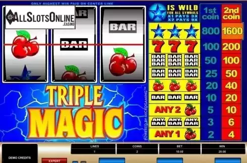 Win screen. Triple Magic from Microgaming