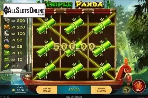Win screen . Triple Panda from Spadegaming
