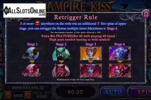 Rule. Vampire Kiss (CQ9Gaming) from CQ9Gaming