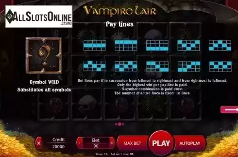 Paytable 2. Vampire Lair from X Play