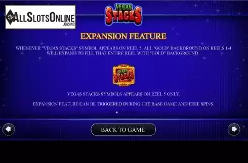 Expansion feature screen. Vegas Stacks from AGS