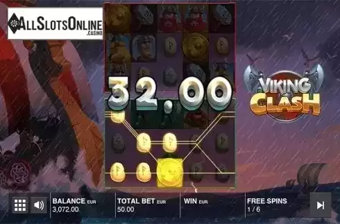 Free spins screen 2. Viking Clash from Push Gaming