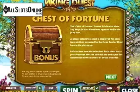 Paytable 5. Viking Quest from Big Time Gaming