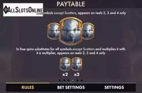 Paytable screen 3. Wild Buffalo from NetGame