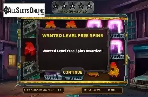 Free spins intro screen. Wild Streets from Red7