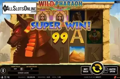 Big win screen. Wild Pharaoh from Swintt