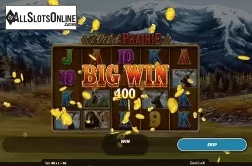 Big Win Screen. Wild Prairie from Roxor Gaming