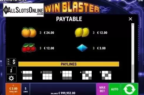 Paytable 2. Win Blaster from Gamomat