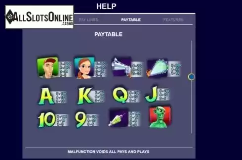 Paytable screen 1. Winning Dead from Arrows Edge