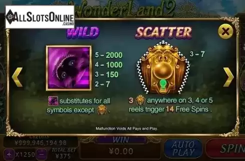 Wild & Scatter. Wonderland 2 from CQ9Gaming