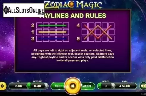 Paylines. Zodiac Magic from SlotVision