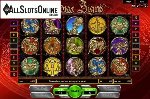 Reel Screen. Zodiac Signs from Platin Gaming