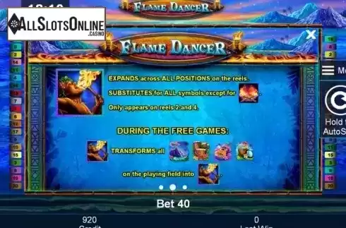 Paytable 2. Flame Dancer from Greentube
