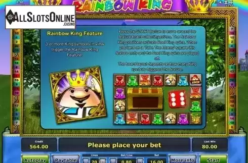 Paytable 4. Rainbow King from Greentube