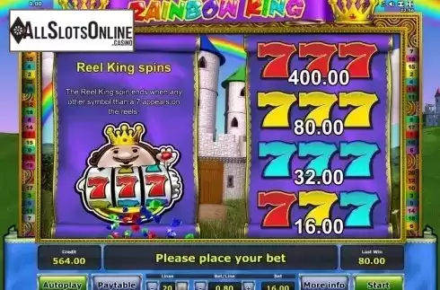 Paytable 5. Rainbow King from Greentube