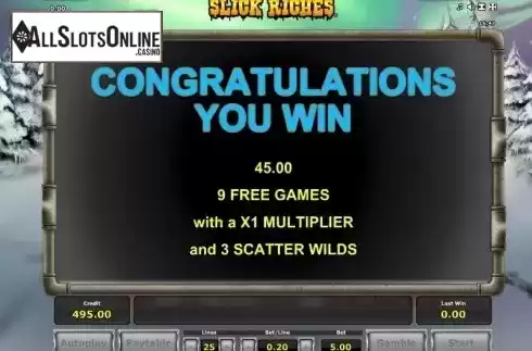 Bonus game screen 3. Slick Riches from Greentube