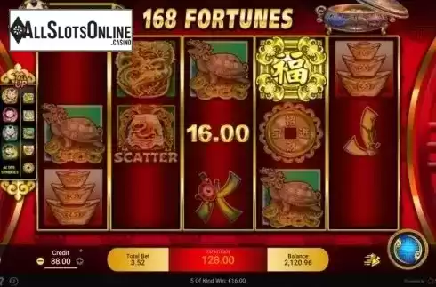 Win Screen. 168 Fortunes from Spadegaming