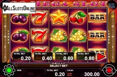 Reel screen. 20 Mega Slot from Casino Technology