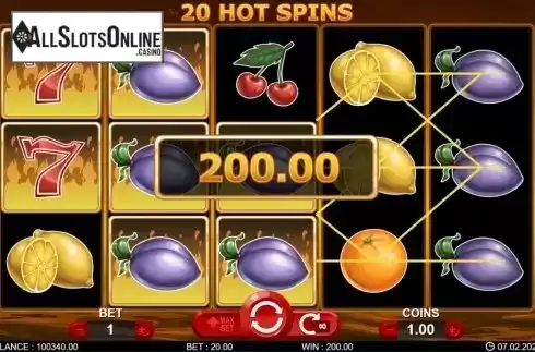 Win screen 3. 20 Hot Spins from 7mojos